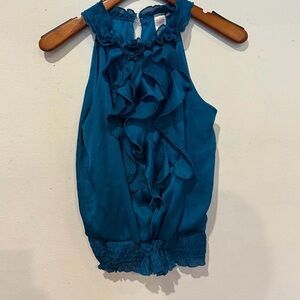 Source Unknown Teal Ruffle Blouse